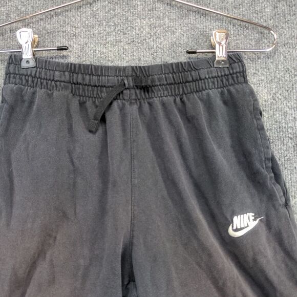 Nike Boys Sweat Shorts Black Size L Cotton Slash Pockets Embroidered Swoosh - Picture 6 of 12